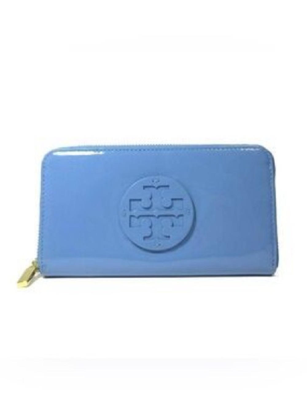 Tory Burch Glossy Patent Leather Zip Wallet - Light Blue - Great Condition